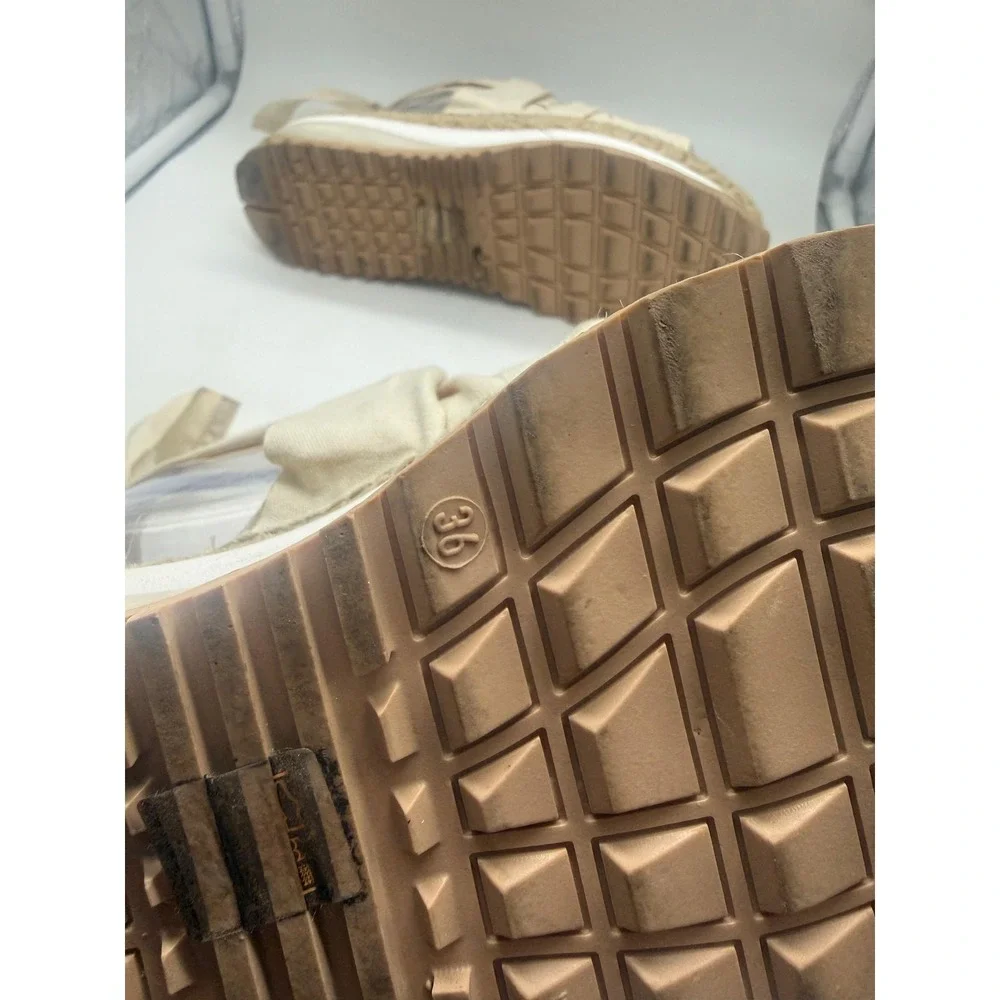 Free People Capmin Sport Sandals Womens Size 6‎ Beige Espadrille Wedge Platform